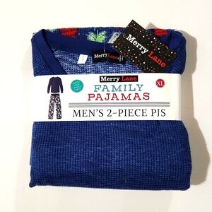 Merry Lane Men's XL Midnight Blue  Christmas Tree 2pc Pajama Set